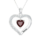14K Gold Plated Personalized 1-5 Heart Birthstone Names Necklace  for Women