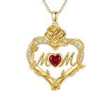 14K Gold Plated Heart Birthstone Rose Mom Butterfly Pendant Necklace for Women