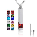 Stainless Steel Birthstones Cross Urn Necklaces for Ashes