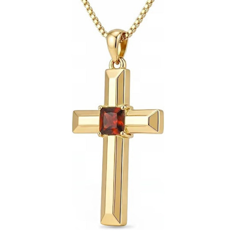 14K Gold Plated  Birthstone Cross Necklace  Pendant Necklace Mother's Day Birthday Gifts for Women