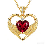 14K Gold Plated 12-Month Birthstone Infinity Angel Wings Pendant Necklace for Women