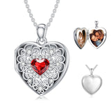 Sterling Silver Heart Crystal Personalized Picture Heart Locket Pendant Necklace