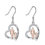 Sterling Silver Heart Father Daughter Dangle Earrings