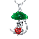 Sterling Silver Birthstone Frog Pendant Necklace