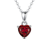 Sterling Silver Heart-Shaped 12 Month Birthstone Cubic Zirconia Pendant Necklace, Valentine's Day Gift