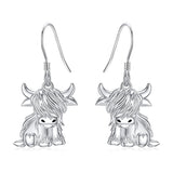 Sterling Sliver Highland Cow Stud  Dangle Earrings