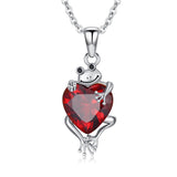 Sterling Silver Heart Birthstone Frog Pendant Necklace