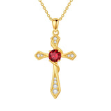 14K Gold Plated Birthstone Infinity  Cross Pendant NecklaceJewelry for Women