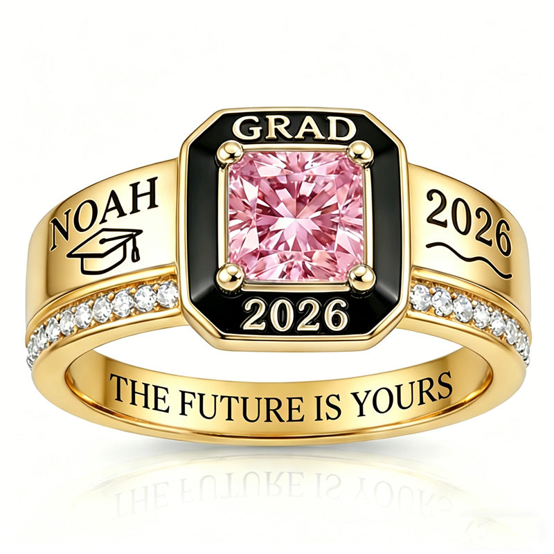 Sterling Silver Personalized Birthstone Class Ring Graduation Gifts for Women