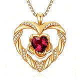 14K Gold Plated  Birthstone Rose Flower Heart Necklaces for Women  Birthday Christams Valentine's Day Jewelry Gift