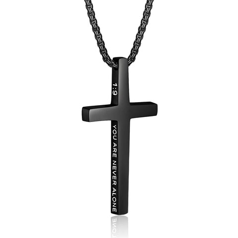 Stainless Steel Cross Pendant Necklace for Men With Engraved