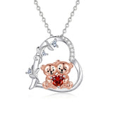 Sterling Silver Birthstone Teddy Bear Pendant Necklace