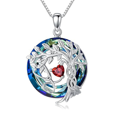 Sterling Silver Birthstone Crystal Tree of Life Stethoscope Pendant Necklace
