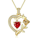 14K  Gold Plated Birthstone Rose Butterfly Pendant Necklace Everyday Jewelry Birthday Christmas Gift