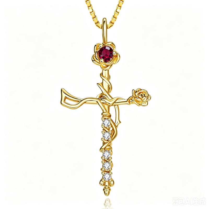 14K Gold Plated Birthstone Cross Necklace for Women Faith Necklace Christian Jewelry
