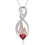 Sterling Silver Birthstone Infinity Heart Mother Daughter Pendant Necklace