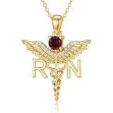 14K Gold  Plated Nurse Caduceus Necklace for Women  RN Registered Graduation Gift