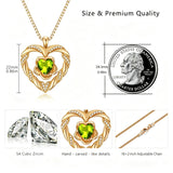 14K Gold Plated  Birthstone Rose Flower Heart Necklaces for Women  Birthday Christams Valentine's Day Jewelry Gift