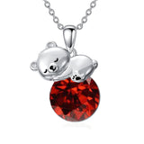 Sterling Silver Cubic Zirconia Teddy Bear Pendant Necklace Christmas Gifts for Women
