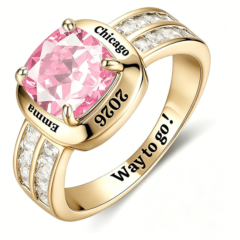 Sterling Silver Personalized Graduation Ring for Class of 2026