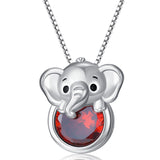 Sterling Silver 12 Month Birthstone Elephant Pendant Necklace