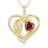 14K Gold Plated Birthstone Rose Heart Birthstone Necklace for Women