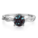 Sterling Silver 7x7mm Round Cut Gemstone Twist Infinity Engagement Ring for Women