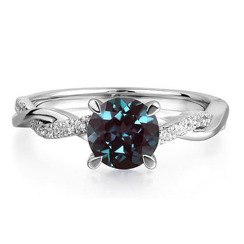 Sterling Silver 7x7mm Round Cut Gemstone Twist Infinity Engagement Ring for Women