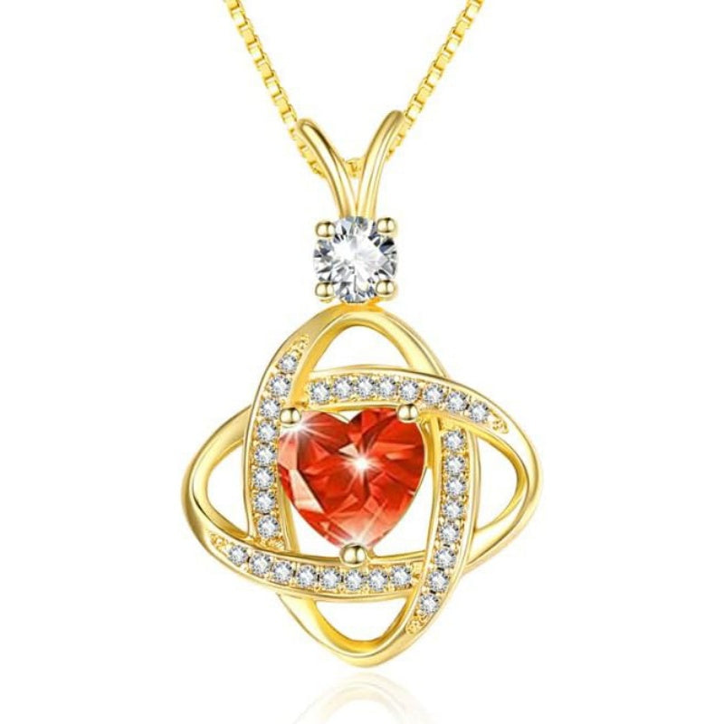 14K Gold Plated Heart Birthstone Infinity Pendant Necklace for Women Anniversary Christmas Birthday Gifts
