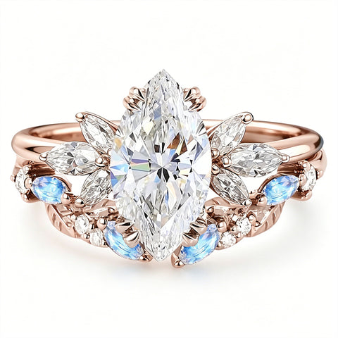 Sterling Silver 10K 14K 18K Gold 1CT-4CT Heart Round Teardrop Oval Moissanite Engagement Rings Set for Women
