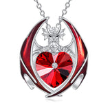 Dragon Necklace 925 Sterling Silver Birthstone Pendant with Heart Shaped Crystal Jewelry Gift for Women Girl