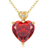 14K Gold 3 Carat Heart-cut Birthstone Pendant Necklace