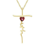 Cross Faith Heart 14K Gold Plated  Birthstone Necklaces for Women