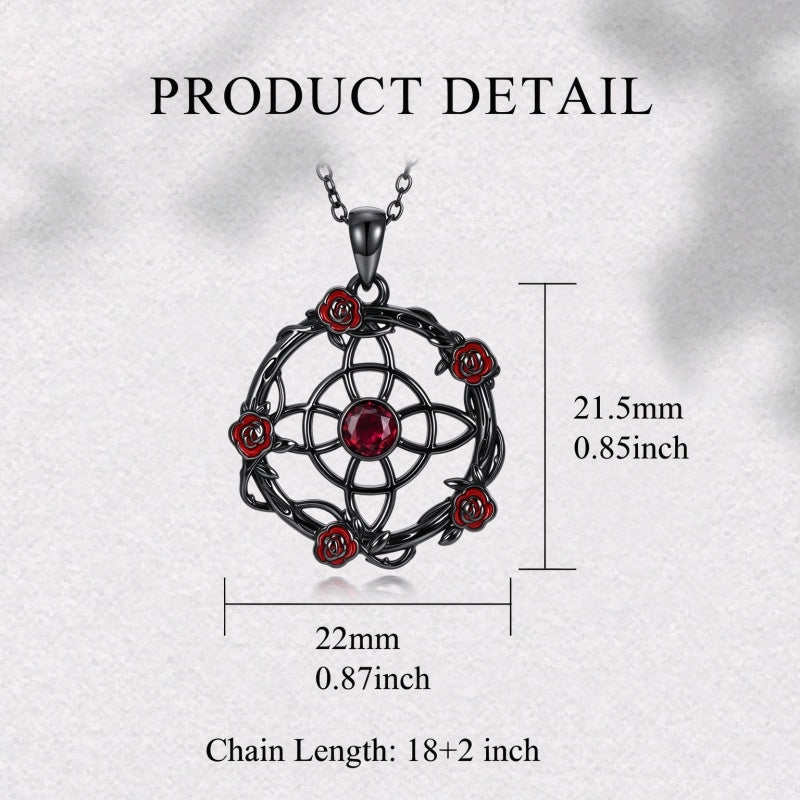 Sterling Silver Black Heart Skeleton Birthstone Necklace With Engraved Halloween Gift