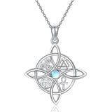 Sterling Silver Moonstone Witches Knot Pendant Necklace