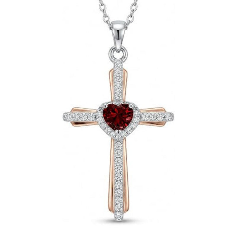 14K Gold Plated Birthstone Cross Necklace for Women  Protection Jewelry