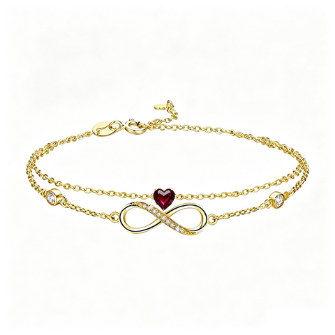 14K Gold Plated Birthstone Infinity Double-Layer Braceletfor Women