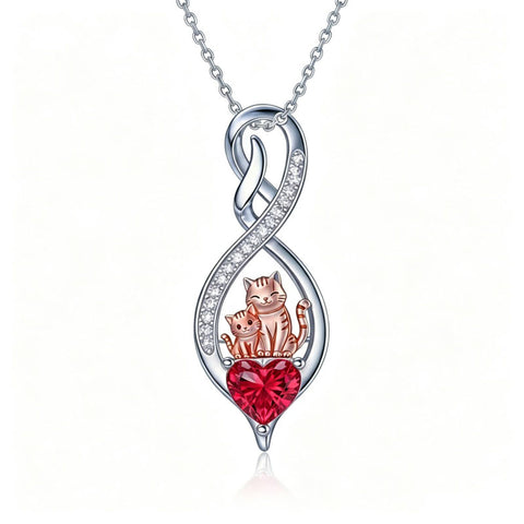 Sterling Silver 12 Month Birthstone Infinity Heart Animal Pendant Necklace Christmas Birthday Jewelry Gift