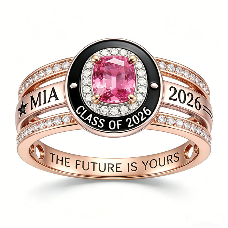 Sterling Silver Personalized Birthstone Class Ring Graduation Gifts for Women