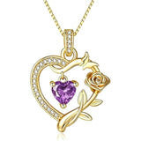 14K  Gold Plated Birthstone Rose Butterfly Pendant Necklace Everyday Jewelry Birthday Christmas Gift