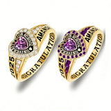 Sterling Silver Personalized Birthstone Engraved Class Rings for Women, College Senior High School Ring