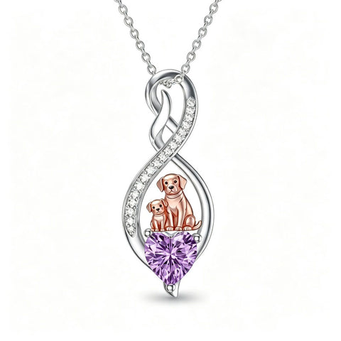 Sterling Silver 12 Month Birthstone Infinity Heart Animal Pendant Necklace Christmas Birthday Jewelry Gift