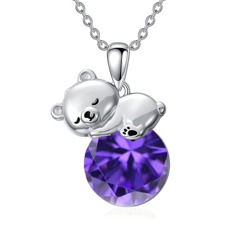 Sterling Silver Cubic Zirconia Teddy Bear Pendant Necklace Christmas Gifts for Women