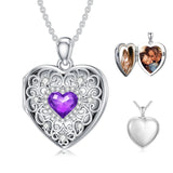 Sterling Silver Heart Crystal Personalized Picture Heart Locket Pendant Necklace