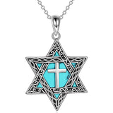 Sterling Silver Star of David Cross Peace Sign Tree of Life Star Pendant Necklace