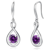 925 Sterling Round Gemstone Birthstone Dangle Earrings