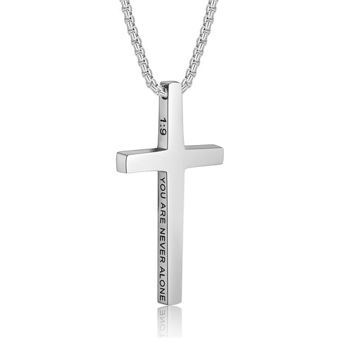 Stainless Steel Cross Pendant Necklace for Men With Engraved