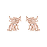 Sterling Sliver Highland Cow Stud  Dangle Earrings