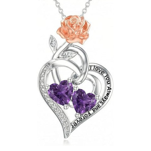 Double Birthstone Necklace 14K Gold Plated You Are My Sunshine Sunflower Necklace Heart Pendant Necklace