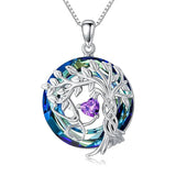 Sterling Silver Birthstone Crystal Tree of Life Stethoscope Pendant Necklace